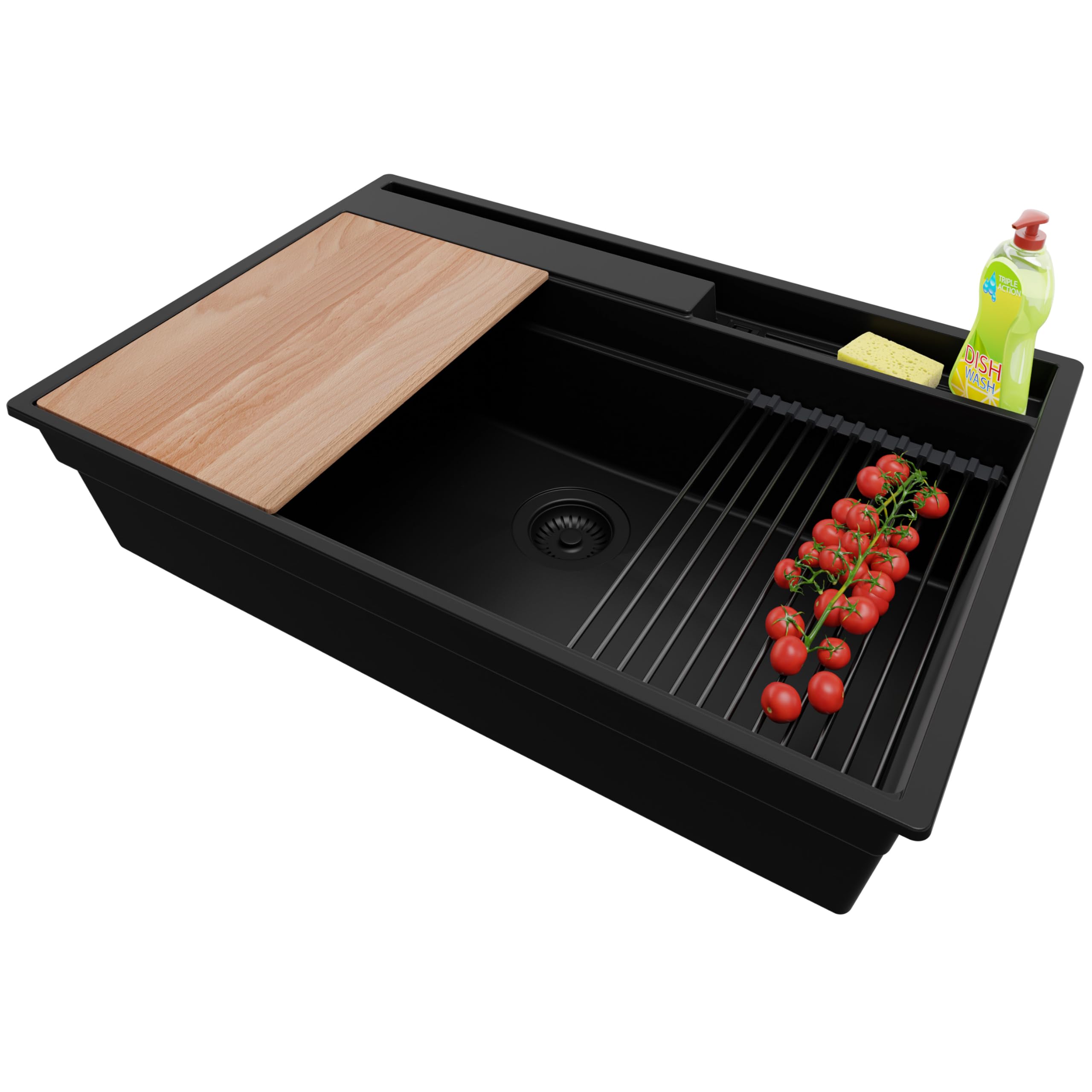 Évier cuisine granit noir Primagran 78x53cm pour îlot central et grandes marmites