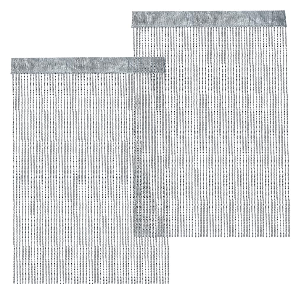 XRPRPX Cortinas de Puerta de Cocina, 2 Cortinas de Tiras para Puerta de 90 x 200 cm Cortina Decorativa Plateada Brillante Cortinas de Hilos para Puerta y Ventana para Balcón Habitación