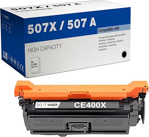 Do it Wiser Cartucho de tóner compatible de repuesto para HP 507X 507A HP 507A CE400X HP LaserJet Enterprise M551n M551dn M551xh M570dw M570dn M575c