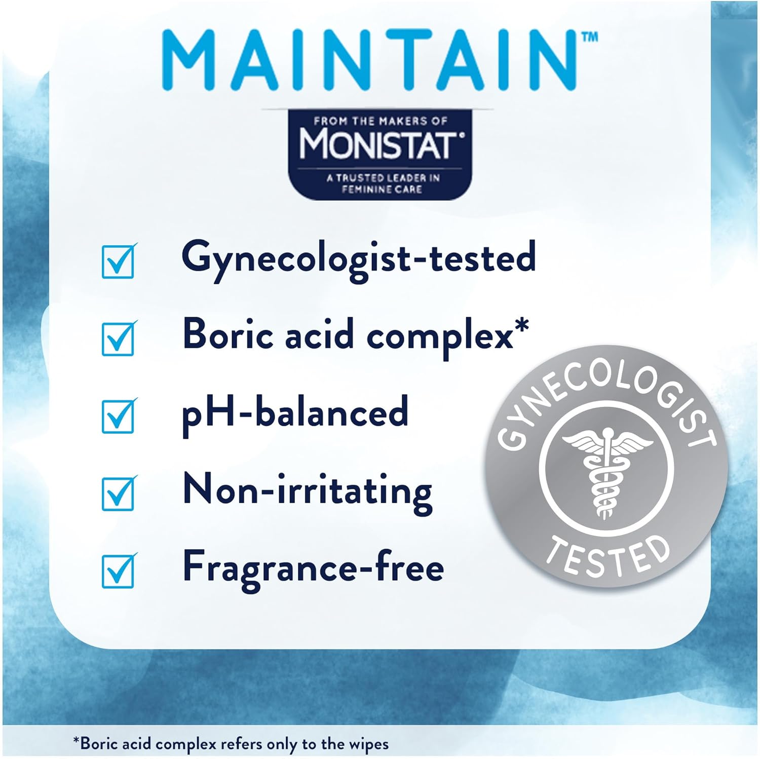 Monistat Maintain Boric Acid Odor Control Kit, 10 Feminine Wipes & 10 Boric Acid Suppositories for Women, Fragrance-Free and Non-Irritating pH Balanced Formulas to Control Vaginal Odor - Image 4