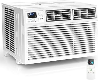 ZAFRO 8000 BTU Window Air Conditioner with Remote, Cools Up to 350 Sq Ft, Window AC Unit with 6 Modes & 4 Fan Speeds, Eco Mode, Quiet Operation & Easy Install for Medium Rooms, Bedroom, White