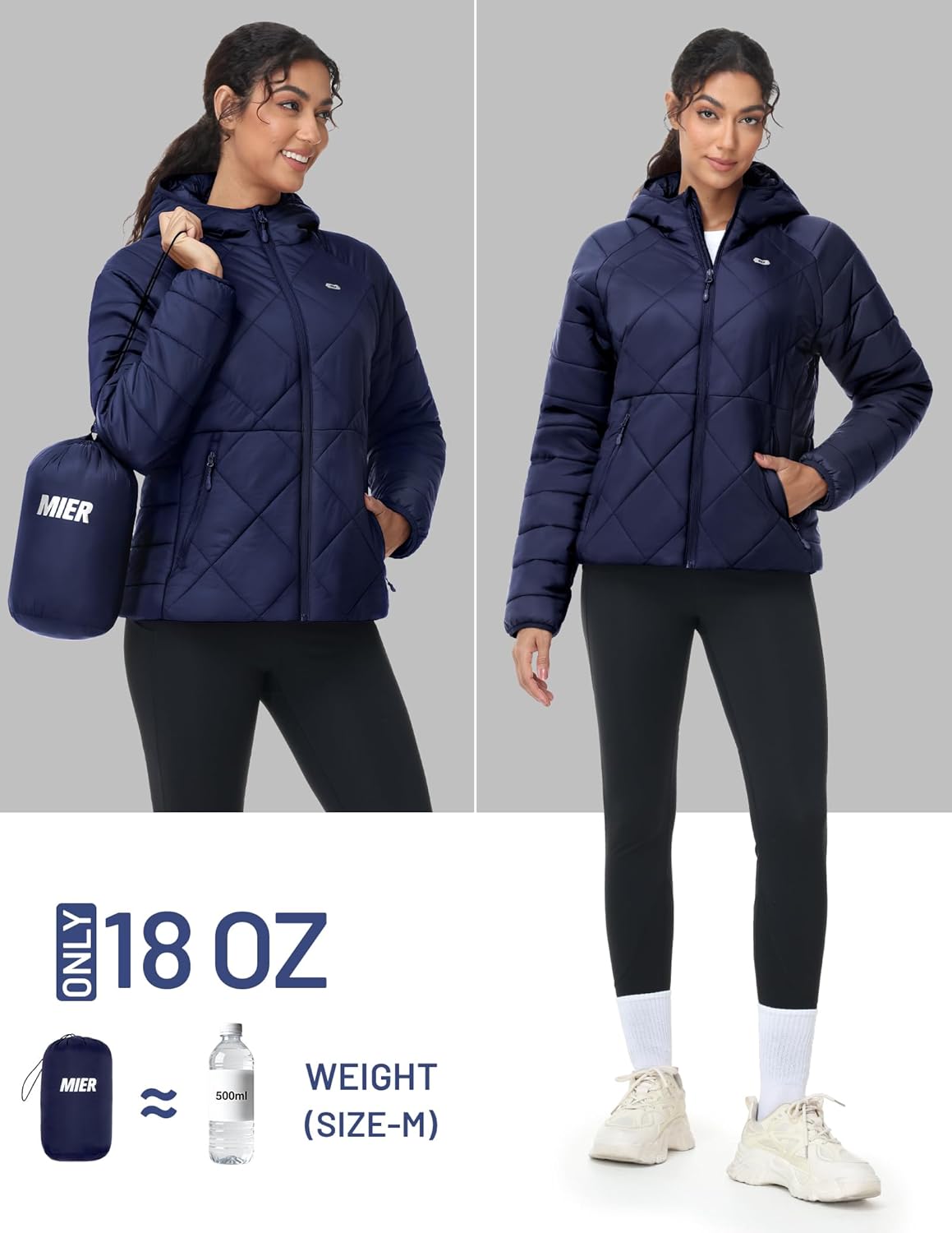 MIER Womens Puffer Jackets, Lightweight Packable Quilted Winter Coat with Hood,Water Resistant Warm Puffy Jacket for Travel - Image 6
