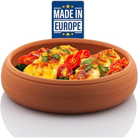 Amazon.com: Negro, la Chamba Ronda plato de servir de arcilla con asas y  tapa) : Hogar y Cocina