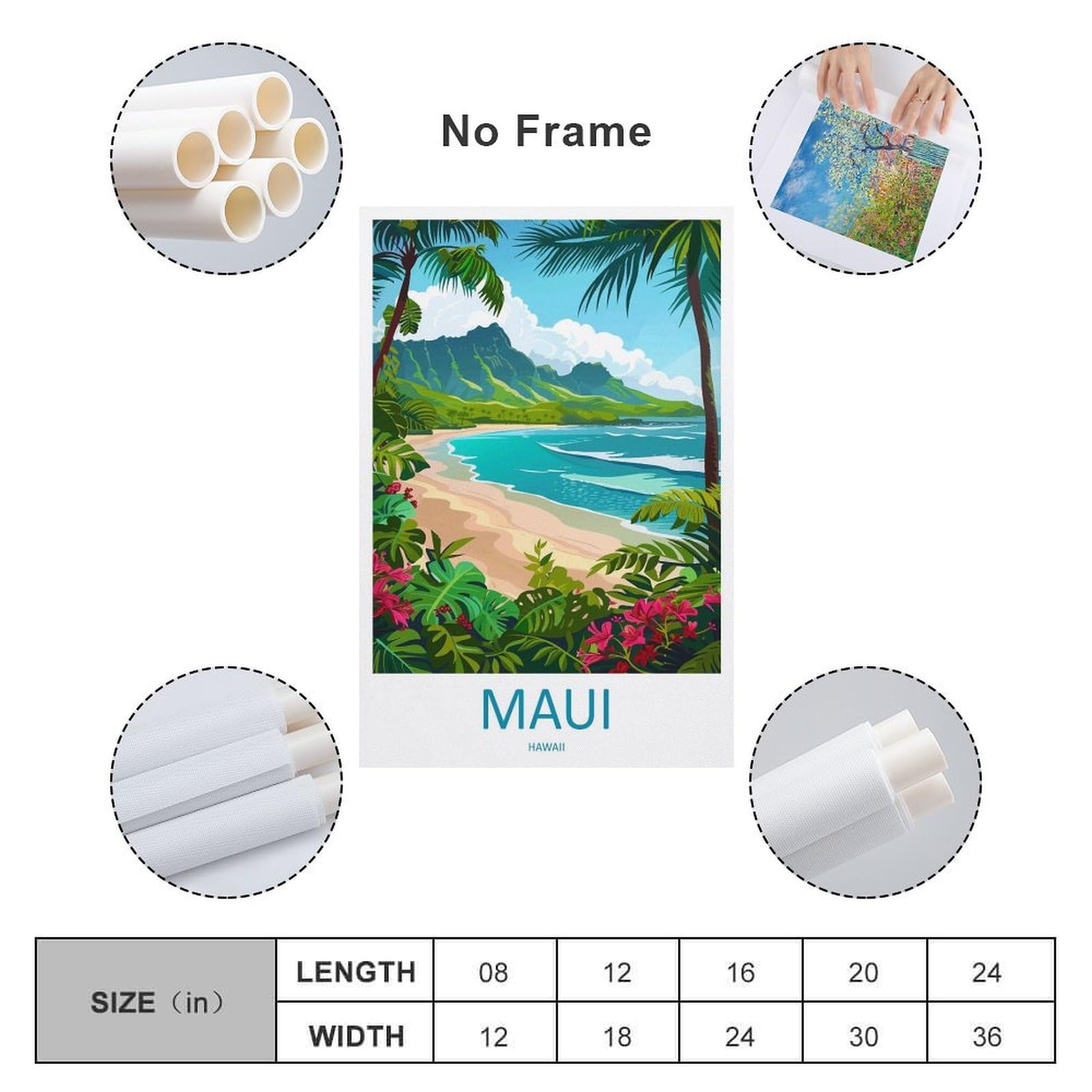 Amazon.com: ZJLAMZ Maui Hawaii Travel Poster Canvas Art Poster And