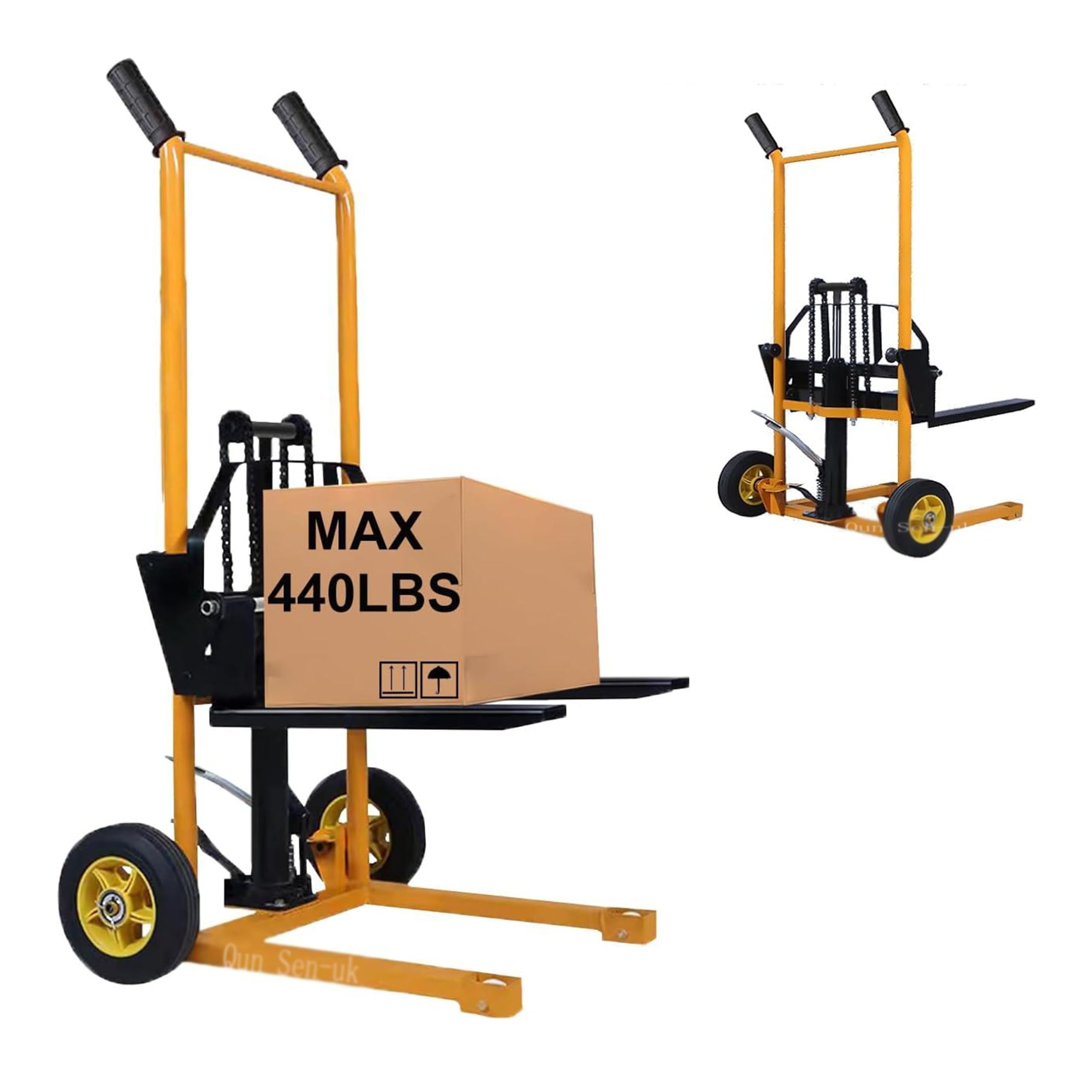Sollevatore a Forcella Manuale con Gambe Fisse e Forchette Regolabili Transpallet Manuale Tavolo Sollevatore Capacità di Carico 200 kg Altezza di Sollevamento 90 cm Ideale Magazzino Officina
