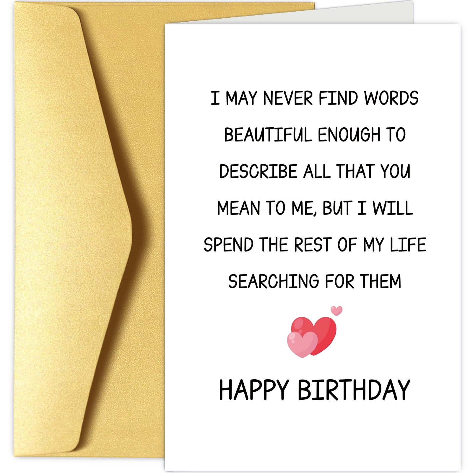 Chenive Best Friend Birthday Card - Poem Greeting Card With Golden Envelope 5.3x8 Inches