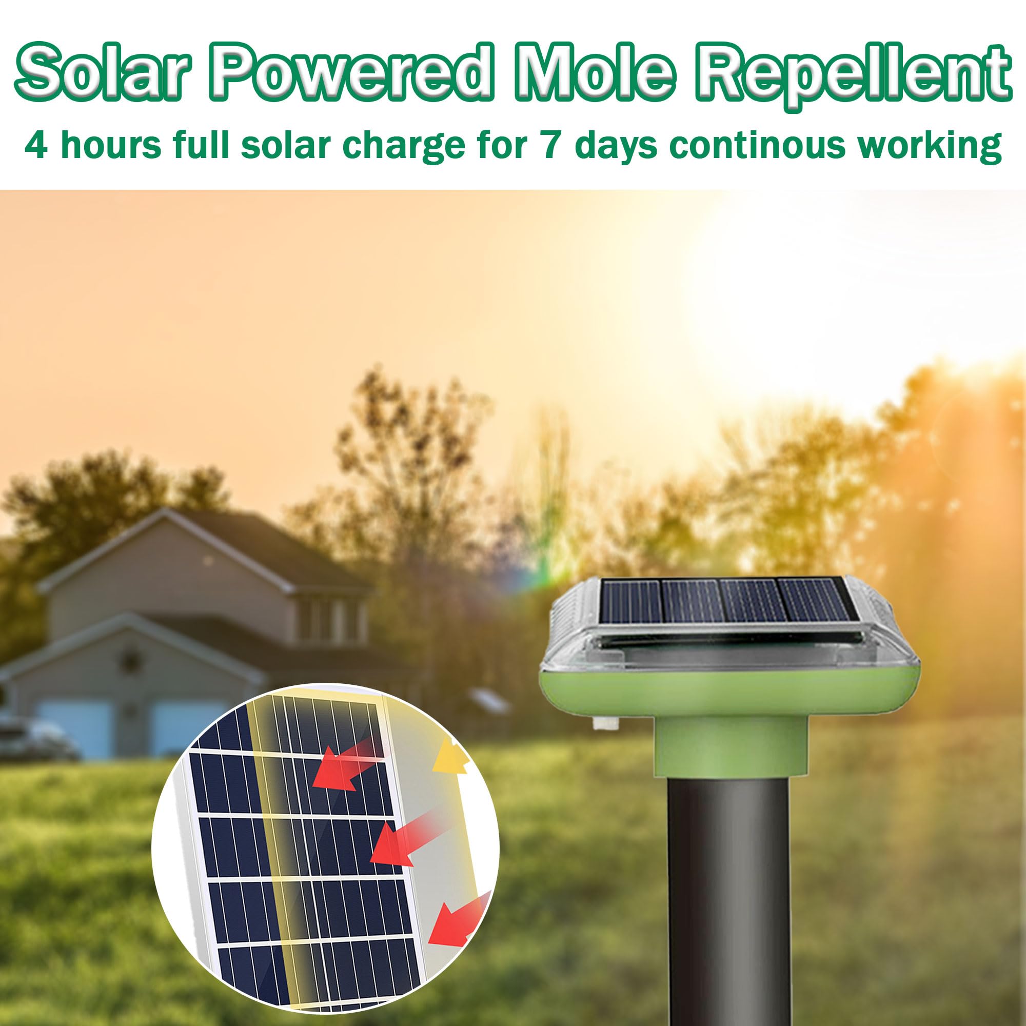Lot de 4 répulsifs solaires Anti-Taupes - Répulsif Contre Les Taupes - Répulsif Contre Les campagnols - Répulsif à ultrasons - Répulsif Solaire Contre Les Taupes