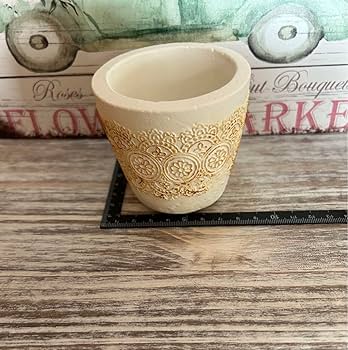 Amazon.co.jp: モルタル鉢 レースフラワーデザイン ホワイト リメイク