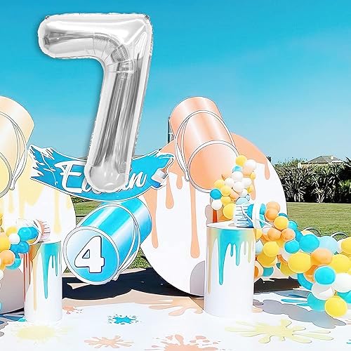 Miniatura 187 de Globo de números de 40 pulgadas, globos de números plateados, globo de número 2, globos de aluminio grandes de cumpleaños, fiesta de cumpleaños