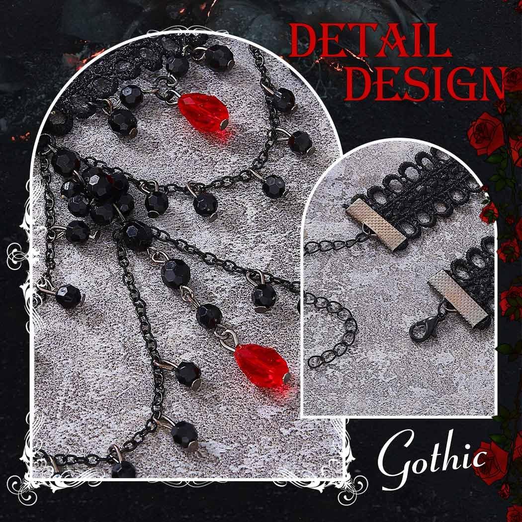 JAKAWIN Black Lace Choker Necklace Gothic Layered Pendant Necklaces for Women - Image 6