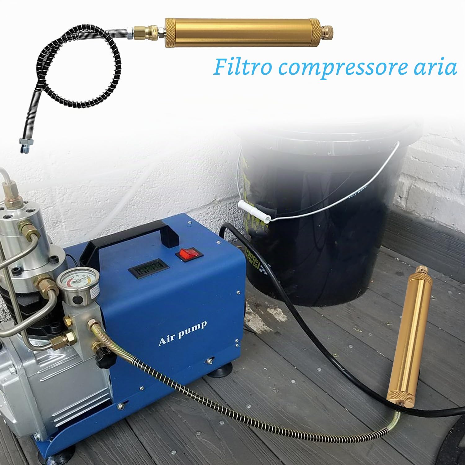 16 Pezzi Filtro Compressore Aria Kit, Q35 Separatore Acqua e Olio con Elemento Filtrante, Accessori Compressore Aria, per il Collegamento Della Pompa Dell'aria o Della Pompa Dell'aria da 12 V
