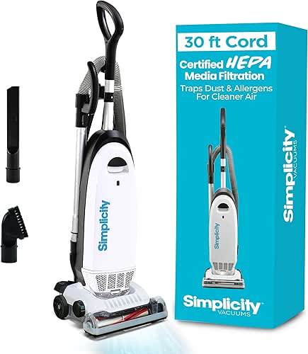 Simplicity Vacuums Allergy Bagged Vacuum Cleaners for Home, Carpet, Rugs,