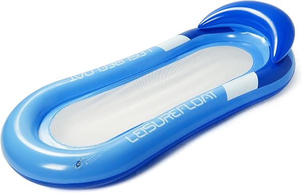 Belle Vous Galleggiante Piscina Blu con Poggiatesta - Lettino Gonfiabile da Piscina da 78 x 150 cm - Sdraio Gonfiabile Piscina, Spiaggia, Lago, per Abbronzatura e Feste Estive per Adulti - 1