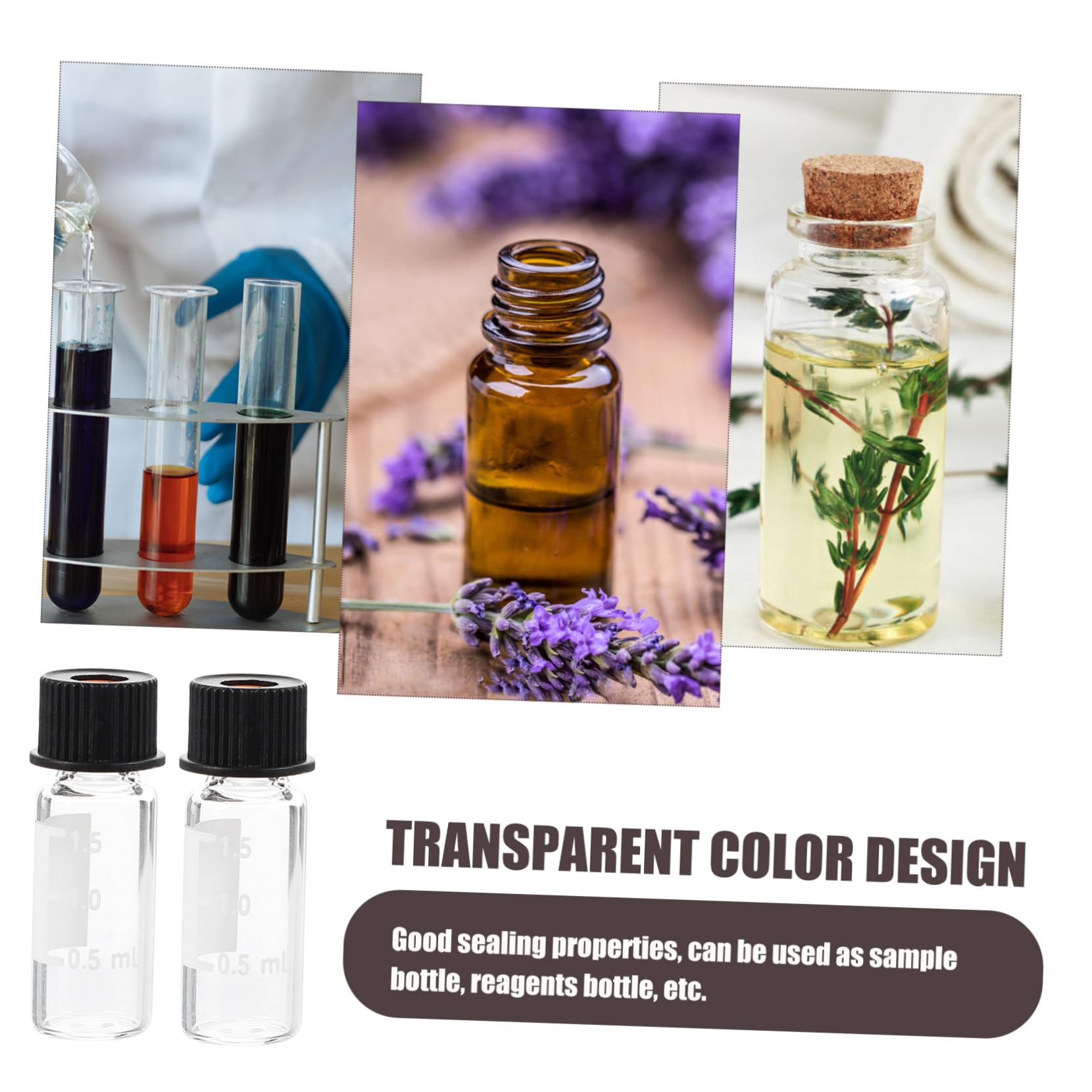 Ciieeo Botellas de Vidrio Rosca 8-425 de 2 Ml para Laboratorios, Paquete de 100 Piezas, Material Sintético, Evita Fugas, Adecuado para Polvos y Cuidado Piel