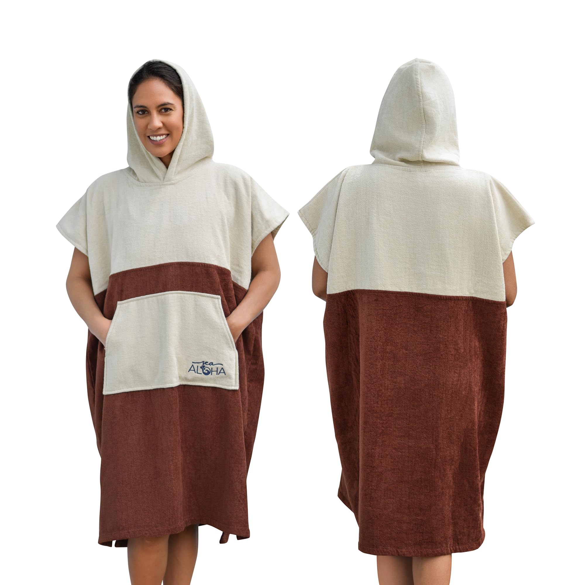 Surf Poncho Women - Hooded Towel Adult - Changing Poncho 100% Cotton Towel Poncho - Poncho Beach Towel