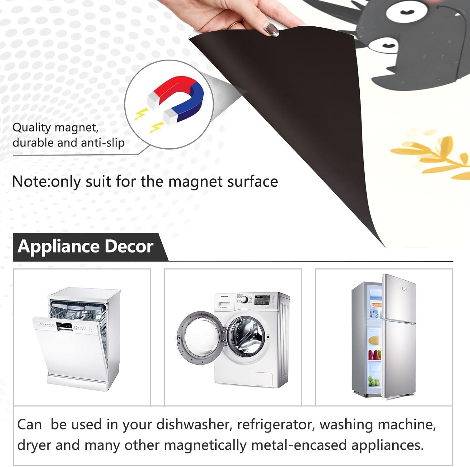 Dishwasher Magnet Cover Large Magnetic Stickers Black Dragon Front Dishwasher Cover Reusable Decal for Home Kitchen Refrigerator Decorative Lid Washing Machine Laundry