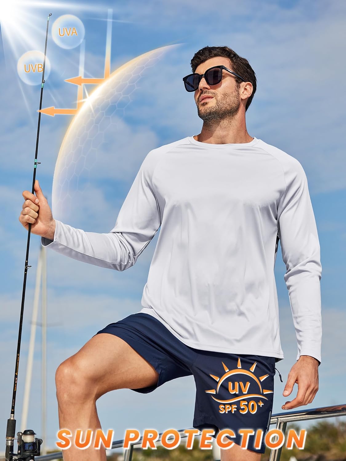 ZITY 3 Pack Long Sleeve Shirts for Men UPF 50+ Sun Protection Crew Neck T-Shirt Rash Guard for Hiking Running Swimming