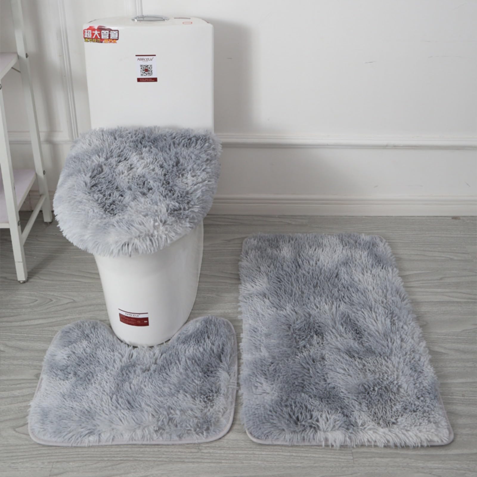Lujoso juego de 3 alfombras de baño de microfibra suave, antideslizantes, esponjosas, absorbentes, antideslizantes, lavables a máquina