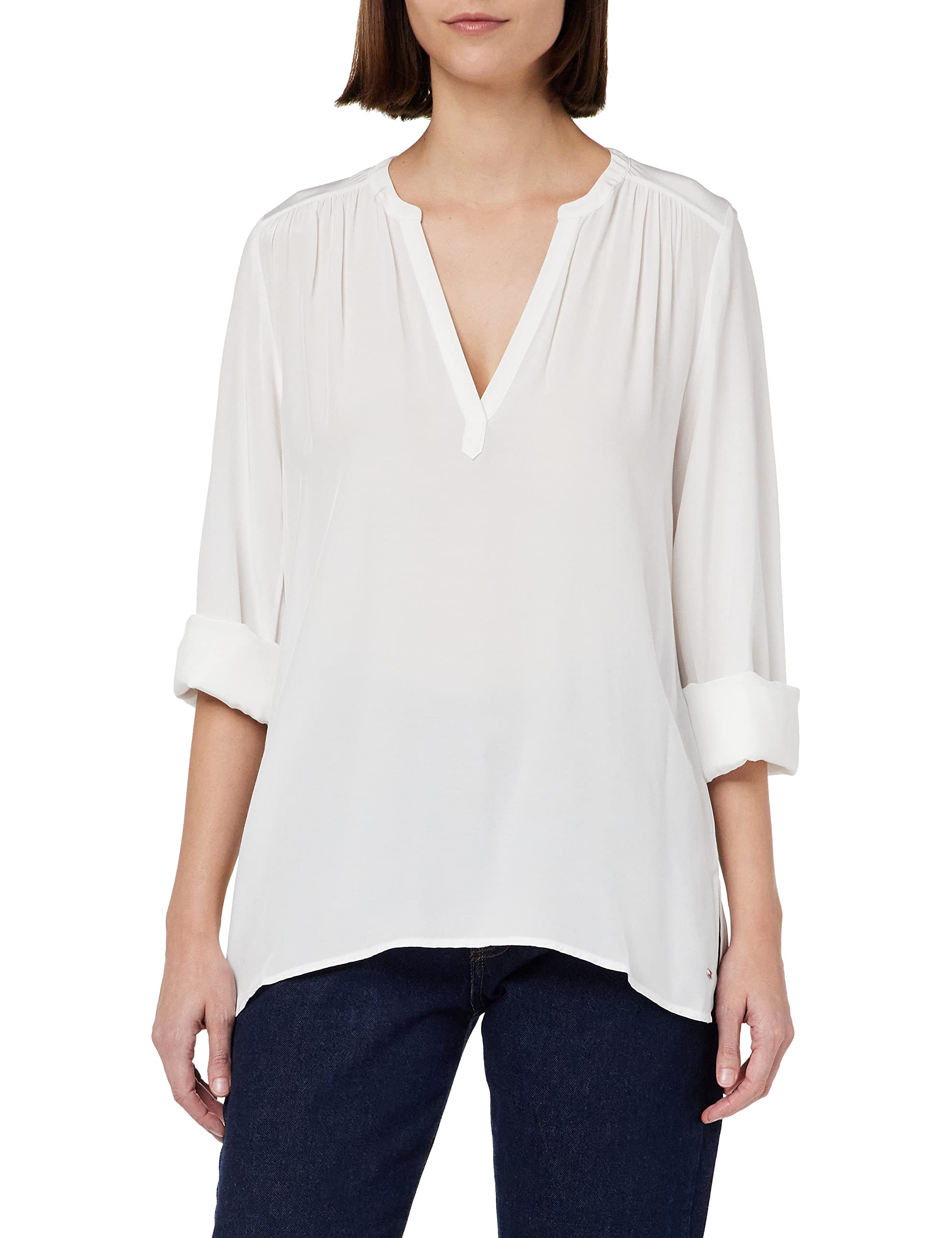 Tommy Hilfiger Vis Solid V-Neck Blouse LS Ww0ww38350 Blusas Mujer