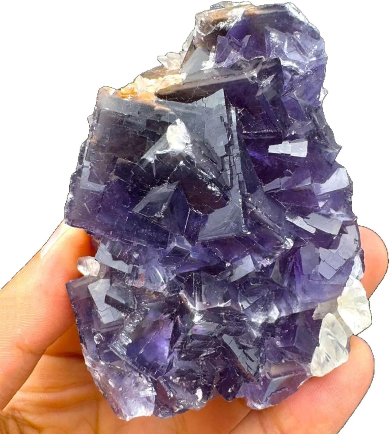 Natural Purple Fluorite Crystal Cluster Specimen, Raw Mineral Display