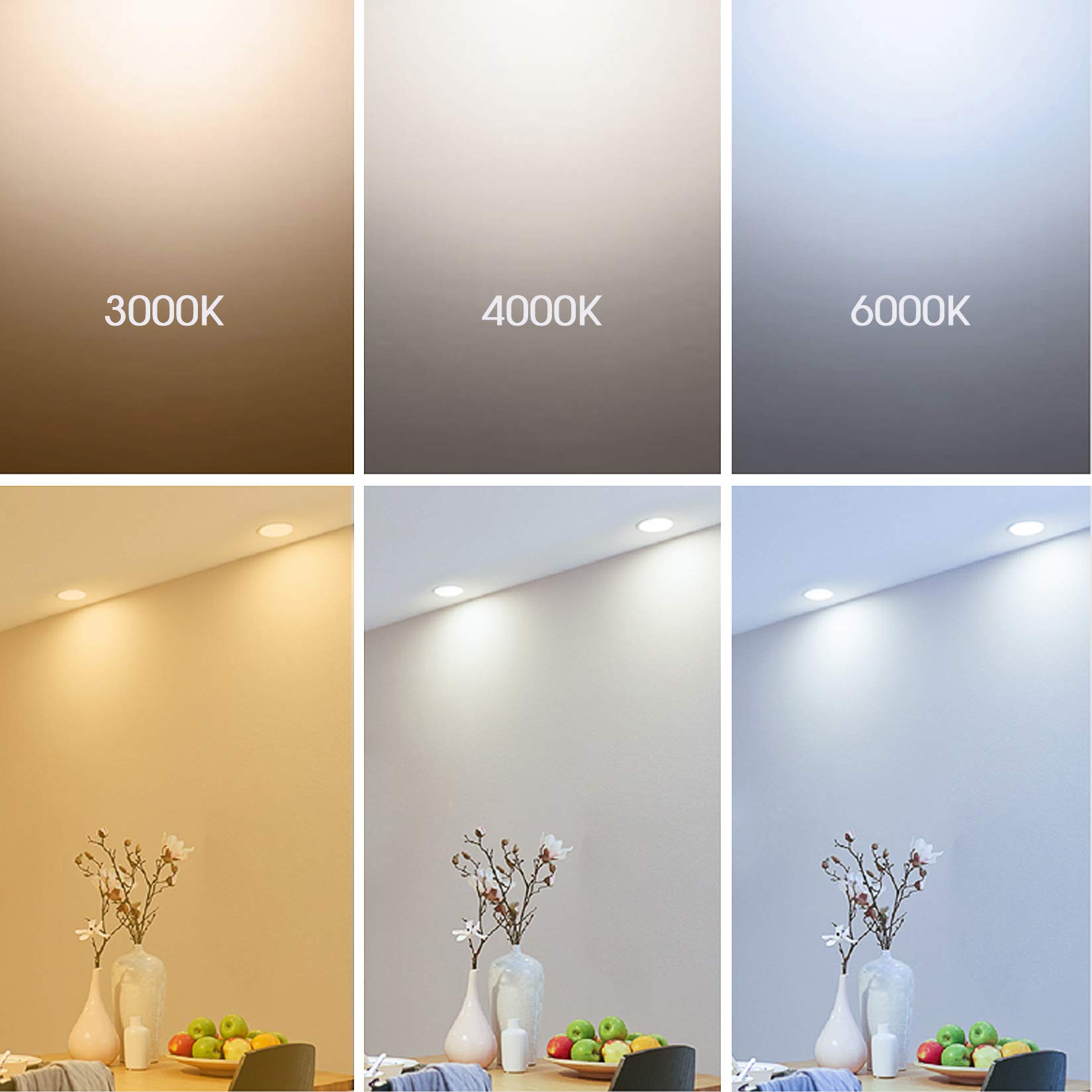 Yiahin LED Einbaustrahler 230V Ultra Flach 28mm 9W 800LM Kaltweiß 6000K LED Spots 230V Lochmaß Ø 115-135mm Runde Downlights Deckenspots für Küche Wohnzimmer, 10er Set