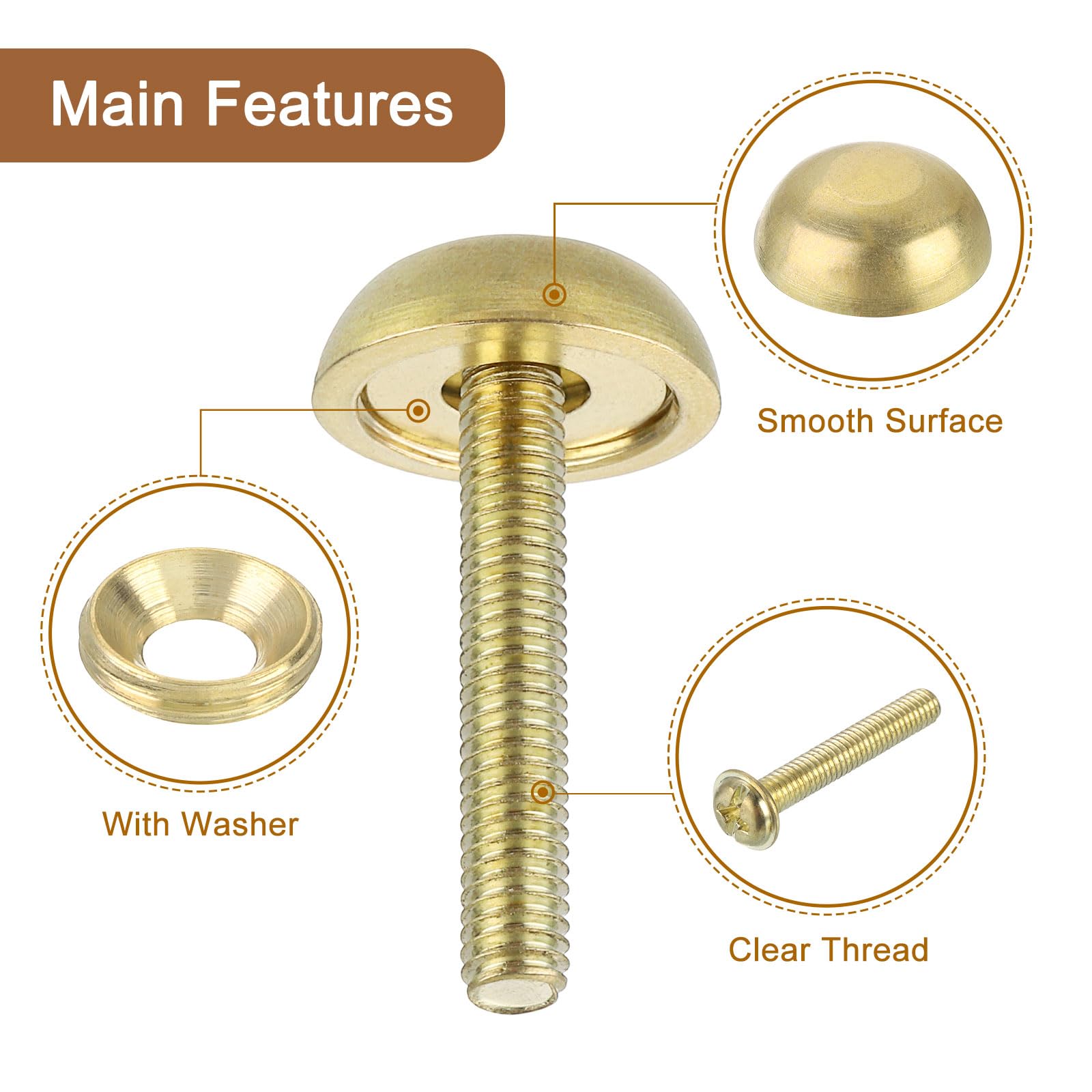 GVSS 8 Copriviti Decorative In Acciaio Inox Spazzolato Per Specchi – Diametro 10 Mm, Kit Completo