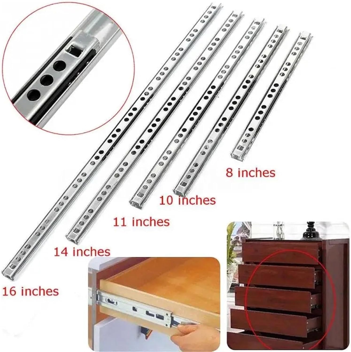 Heavy Duty Drawer Slides 1Pair Drawer Slide Two Sections 17mm Wide Fold Furniture Hardware Fittings(278mm)
