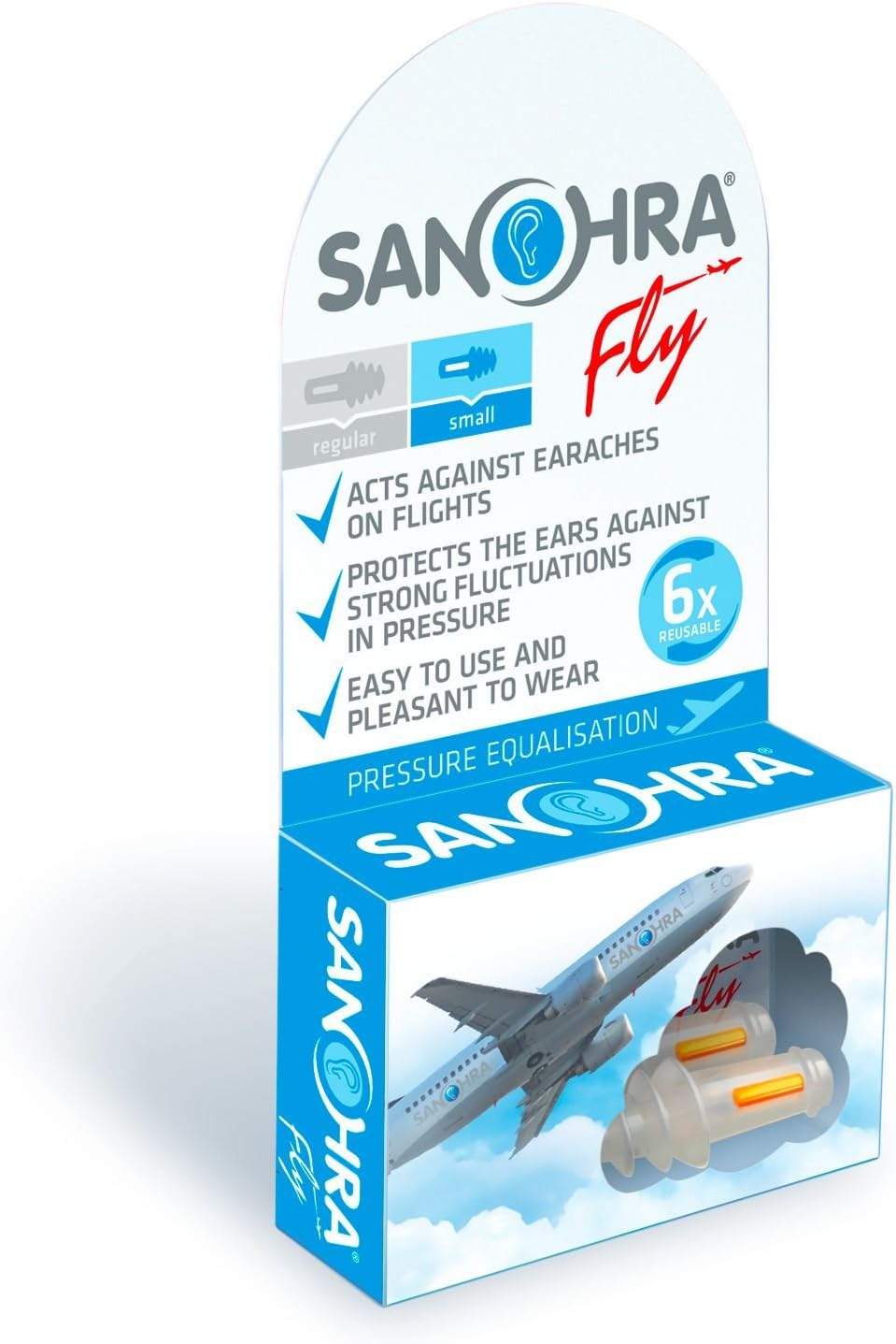 Fly (Small) - Pressure and Noise Sound reducing Ear Plugs for Flying - Against Airplanes Ear