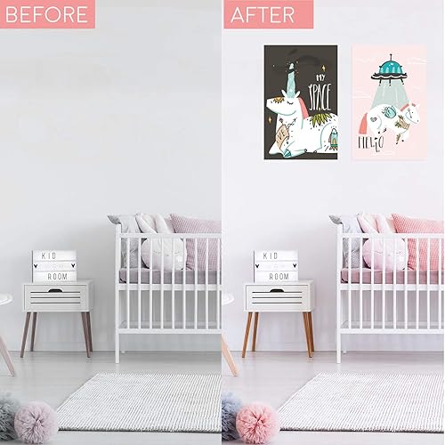 Miniatura 3 de Lienzo decorativo para pared de unicornio  Decoración de habitación de niñas pequeñas  Arte de pared de hadas para habitación de niñas  Póster