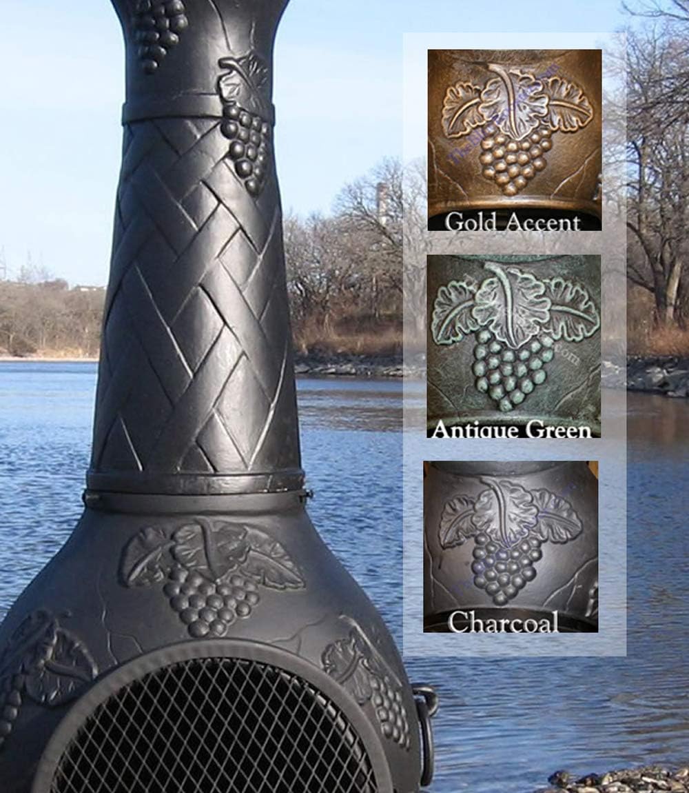 The Blue Rooster Grape Gas Chiminea LP/NG Charcoal. w/Free Chiminea Cover. : Outside Heaters And Fireplaces : Patio, Lawn & Garden