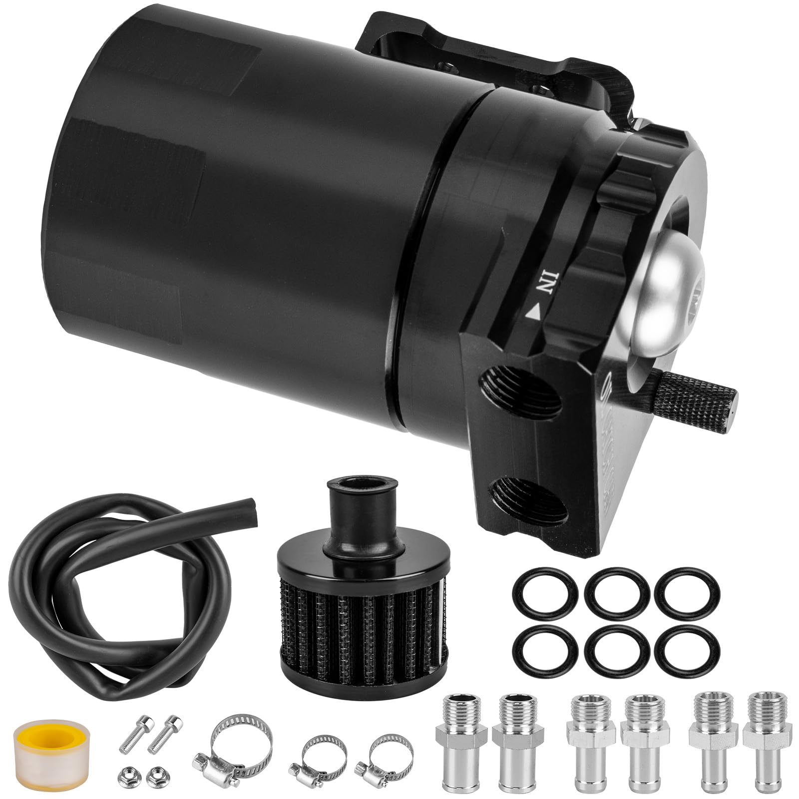 Oil Catch Can Kit Reservoir Baffled Tank With Breather Filter Universal Aluminum - Foto 6