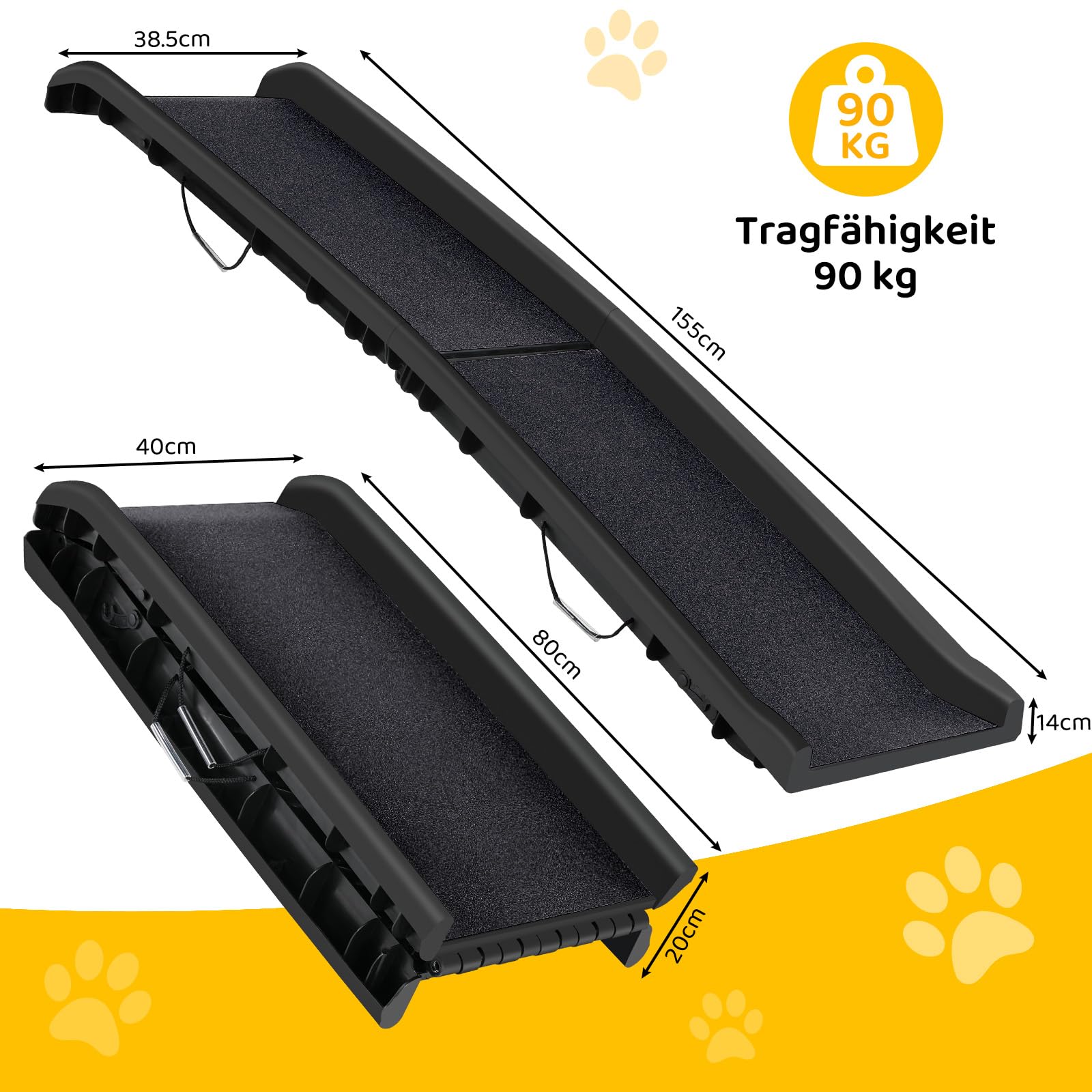 MAMIZO Rampa per Cani, Rampa Pieghevole per Cani, Rampa per Bagagliaio per Animali Domestici