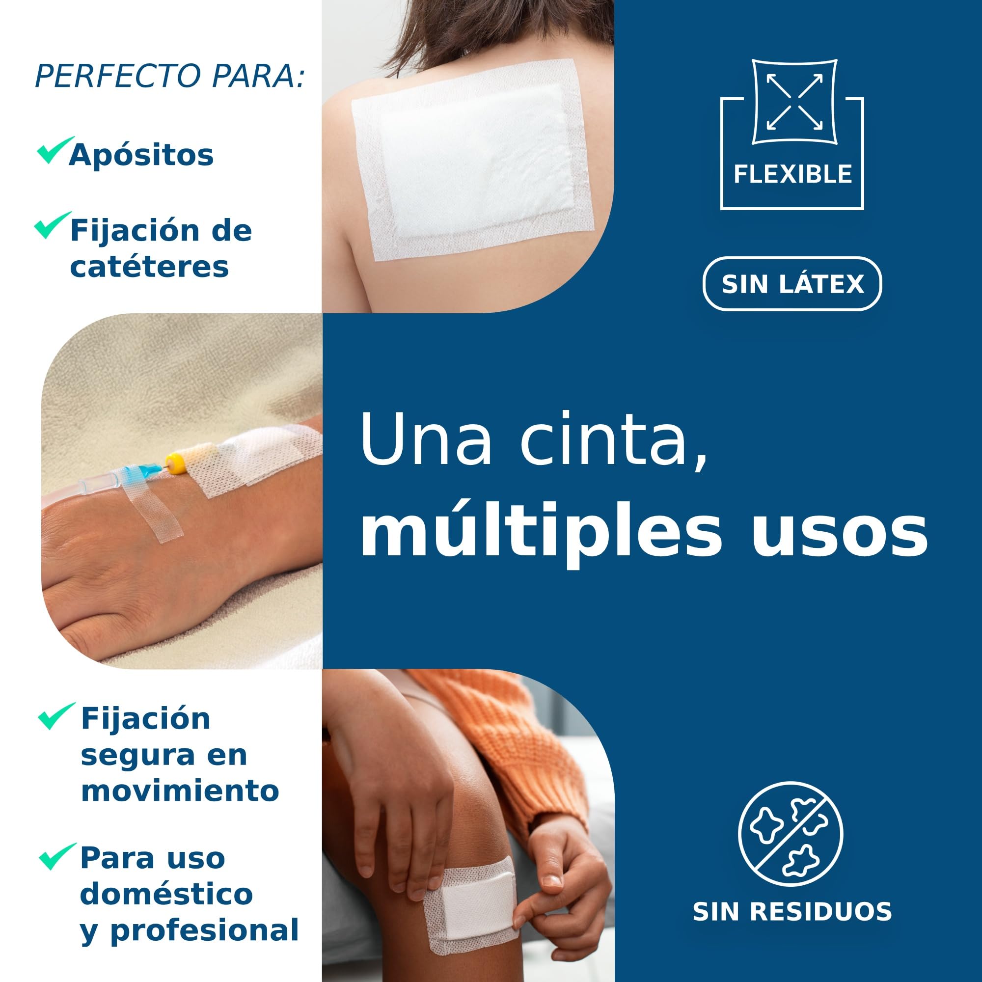 Esparadrapo médico en rollo 7,5 cm x 10 m | Cinta médica adhesiva TNT hipoalergénica y transpirable | Para fijación de apósitos y curas | Uso profesional y doméstico – Suave con la piel