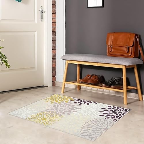 Miniatura 2 de Alfombra de área de 2 x 3 pulgadas, moderna alfombra floral para puerta delantera, alfombra de entrada, alfombra de interior de granja, alfombra de