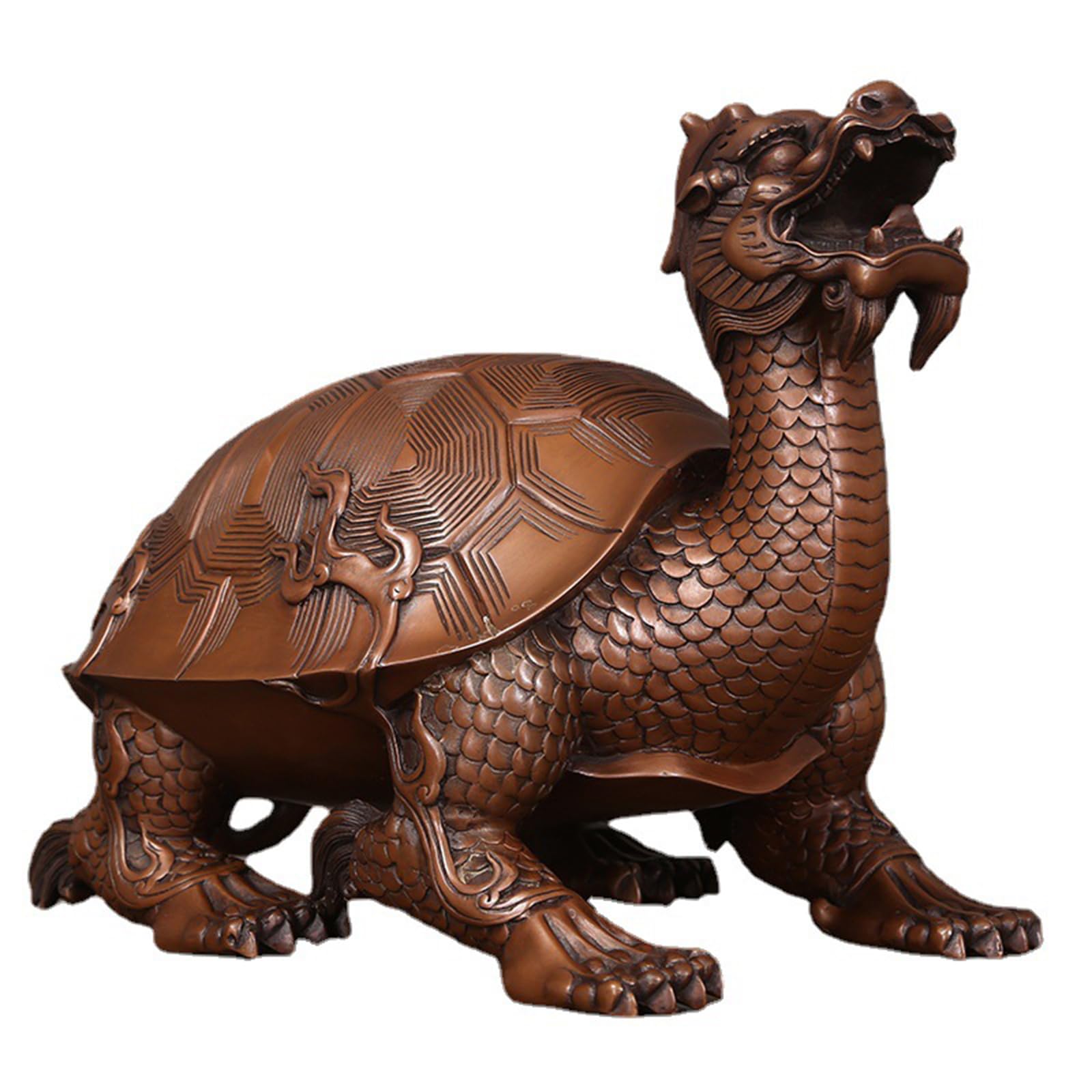 Hhhxkkuu Pure Copper Feng Shui Dragon Turtle Wealth Statue Ornament