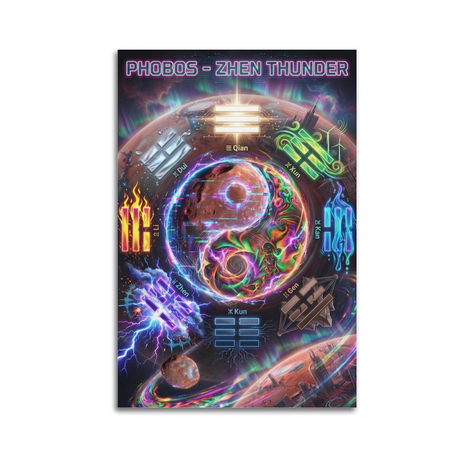 OLYHTR Tech Zen Bagua Cyber Yin Yang Mandala Spiritual Poster Meditation Modern Decorative Canvas Prints - Ideal Wall Art for Family, Man Cave, Game Room, Boys & Girls Bedroom 12x18inch(30x45cm)