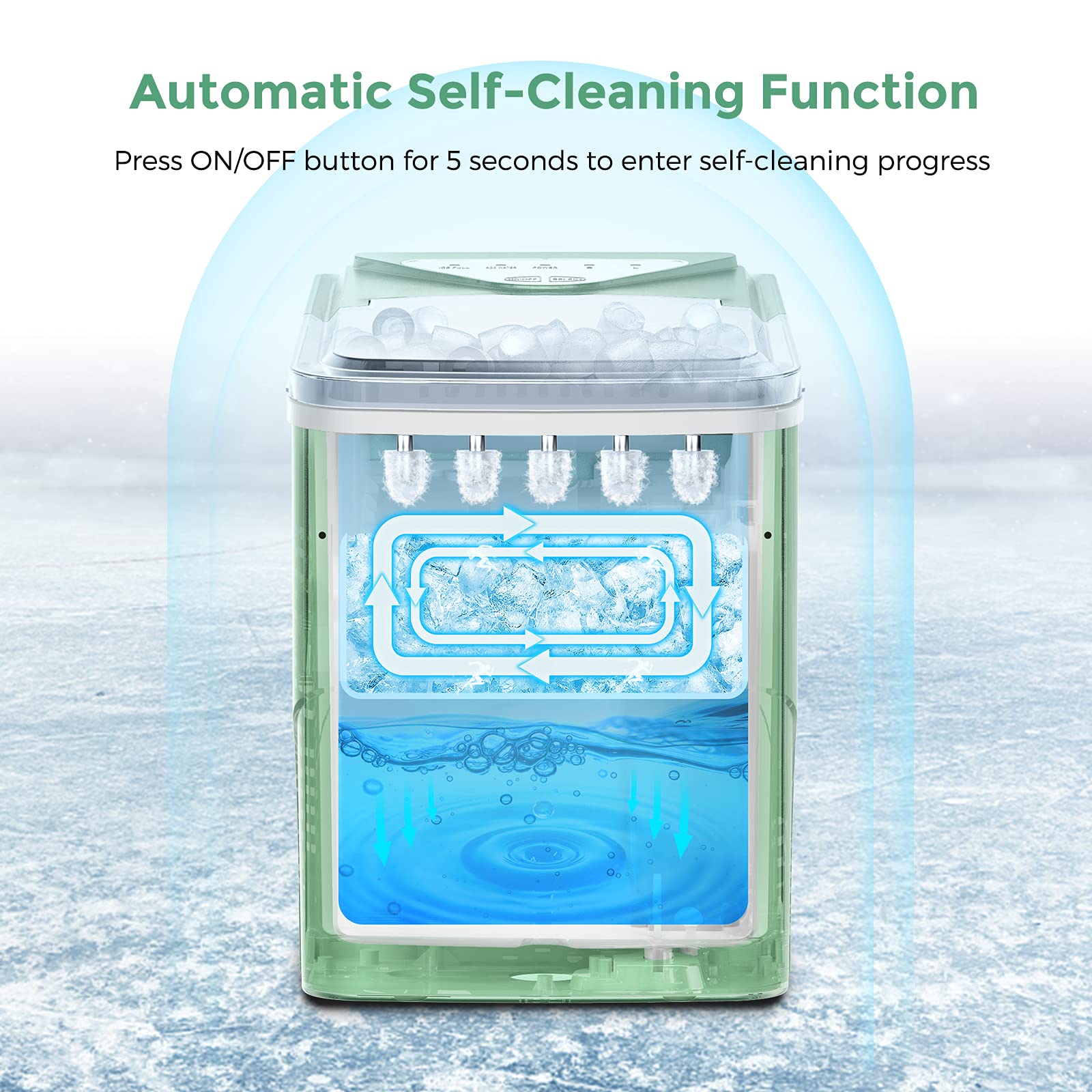 Portable Ice Maker, 26lbs/24h Counter Top Ice Maker Machine, Self-Cleaning, 9 Ice Cubes Ready In 6 Mins, Compact Automatic Ice Cube Maker Machine With Scoop & Basket For Home Office RV on Fridge.com - View 4