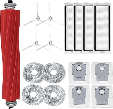 17PCS Accessories Set Replacement for Roborock Q Revo for Roborock P10 Robot Vacuum Cleaner, Main Brush, Mop Cloth, Dust Bag, Hepa Filter, Side Brush White