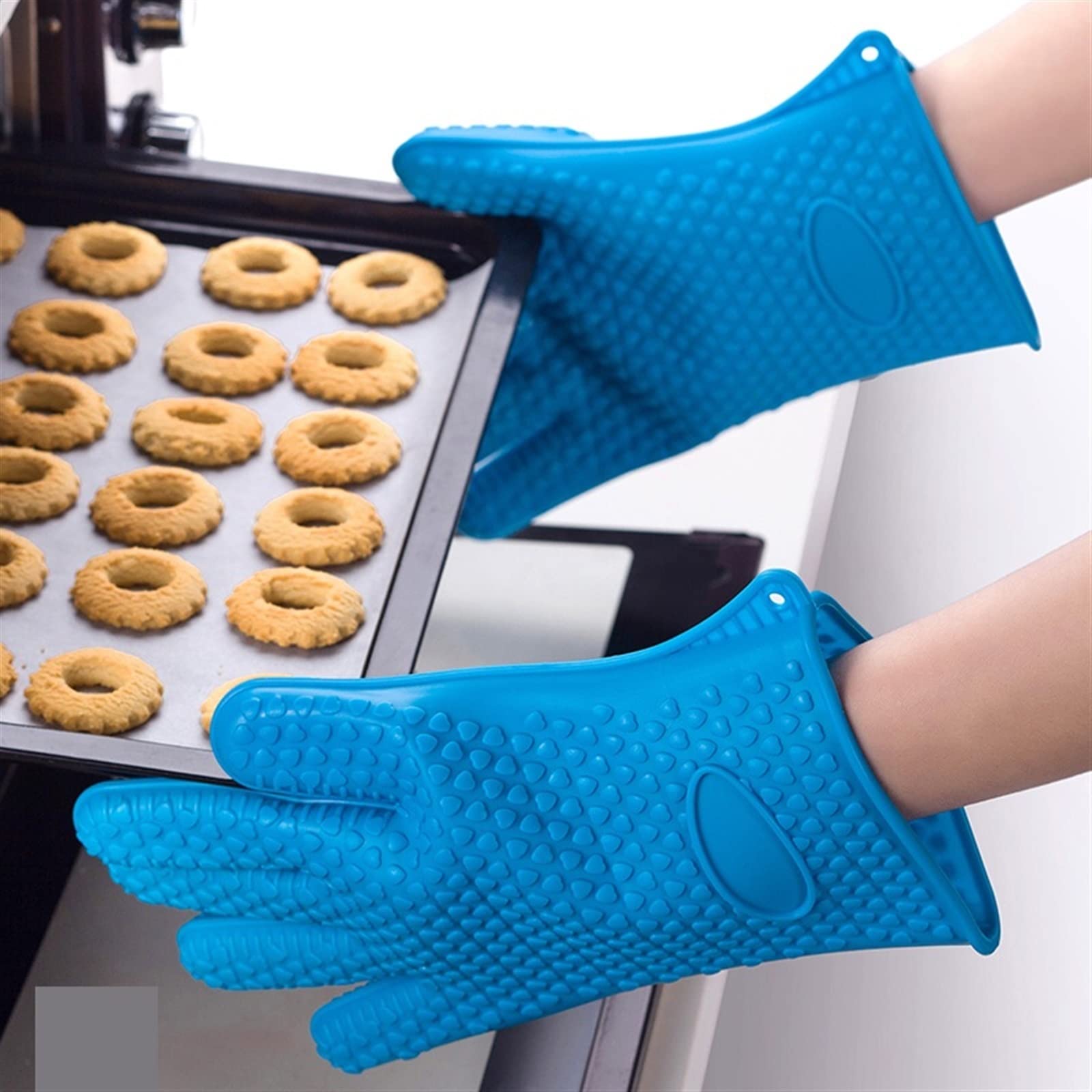 Gants en Silicone résistants à la Chaleur for Barbecue, Gants de Cuisine, de pâtisserie, de Barbecue(Green)