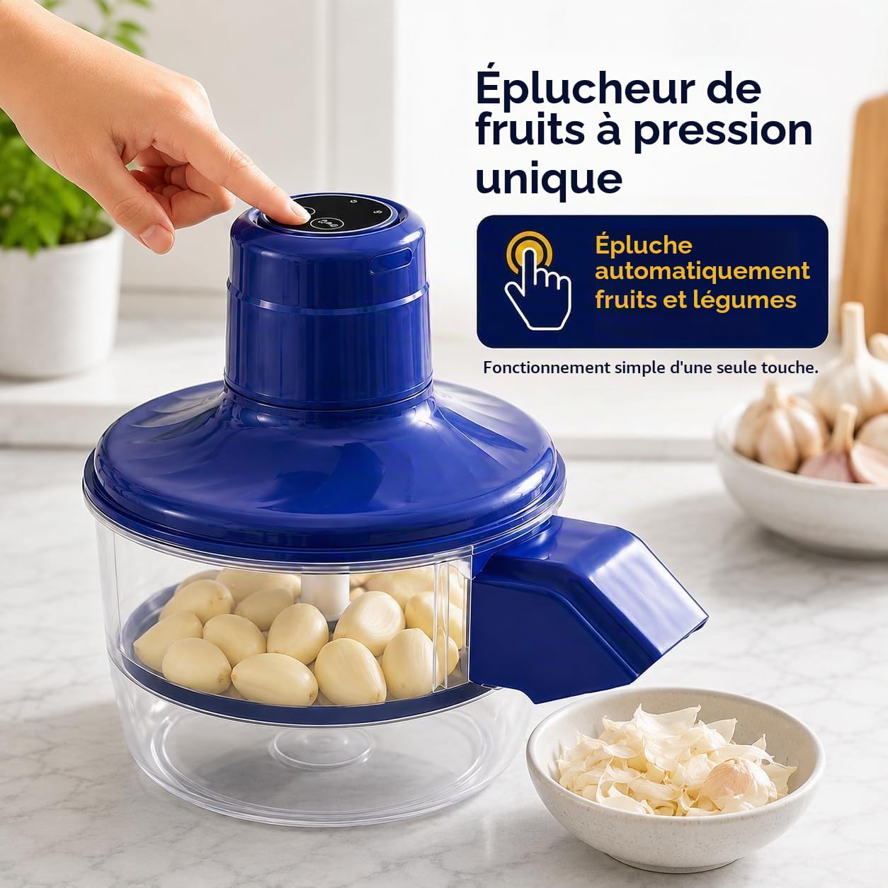 Éplucheur électrique rechargeable automatique pour raisins et ail