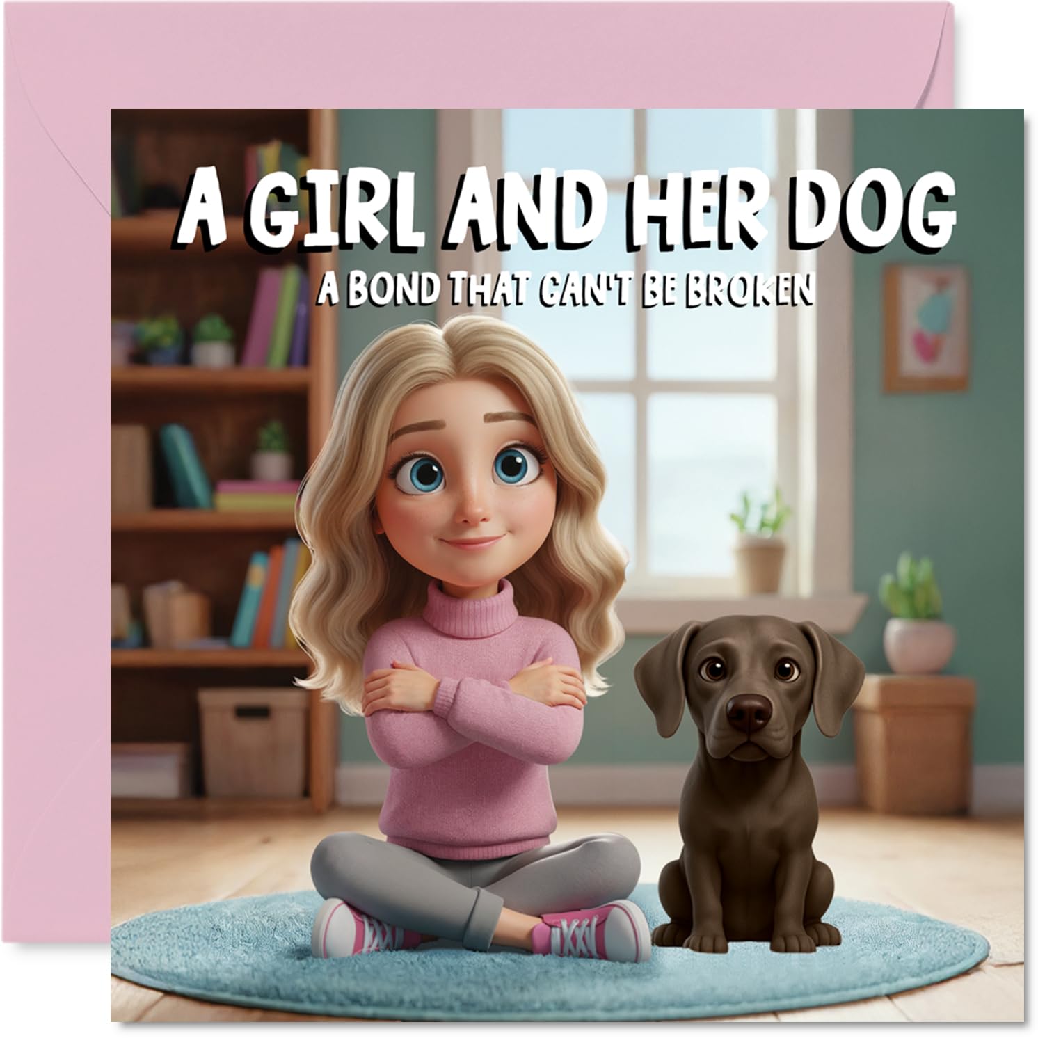 Weimaraner Birthday Card for Women - A Girl and Her Dog - Happy Birthday Card for Women, 145mm Female Greeting Cards