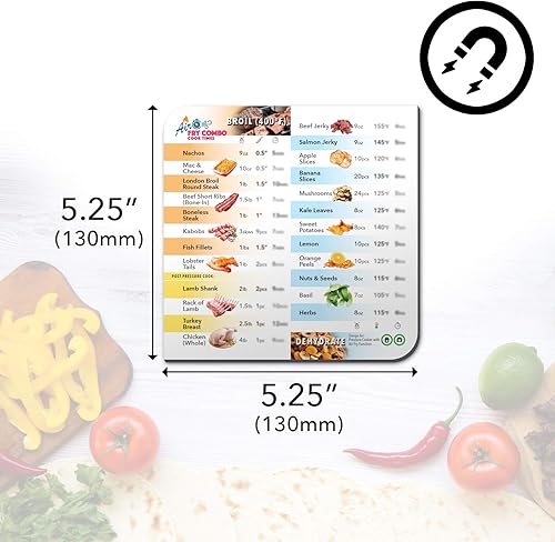 Miniatura 3 de Imán informativo para colocar en la cubierta de la freidora de aire, accesorio con tabla de tiempos de cocción como guía de referencia rápida