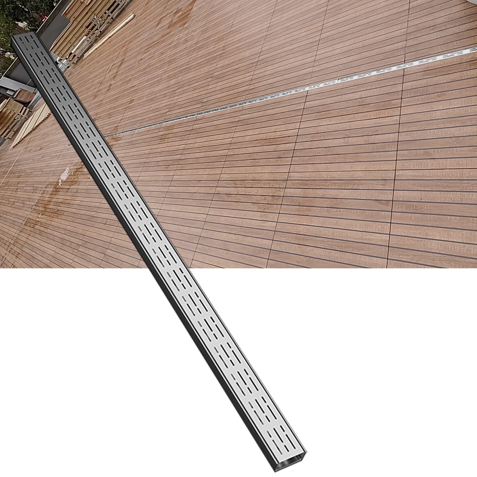 Caniveau de sol pour terrasse de piscine et patio extérieur 2m