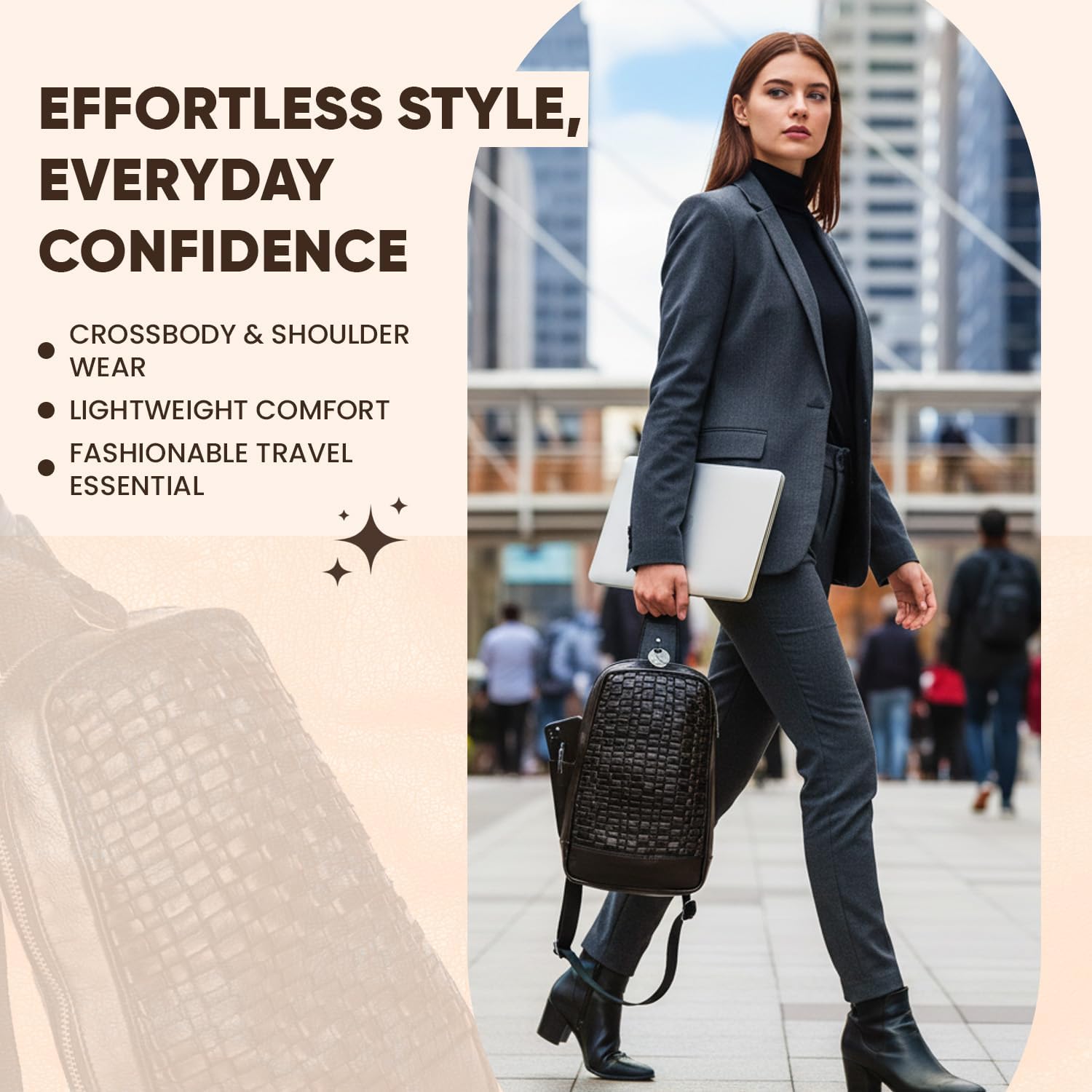 Genuine Leather Crossbody Shoulder Bag – Premium Unisex Everyday Bag with Adjustable Strap, Compact Yet Spacious for Travel, Work & Daily Use – Black - Image 3