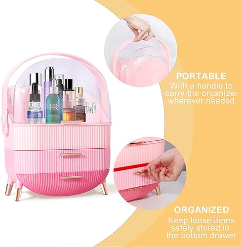 Miniatura 5 de Ptesly Organizador de maquillaje para niñas adolescentes, organizador de cuidado de la piel, cajones de almacenamiento de joyas, almacenamiento y