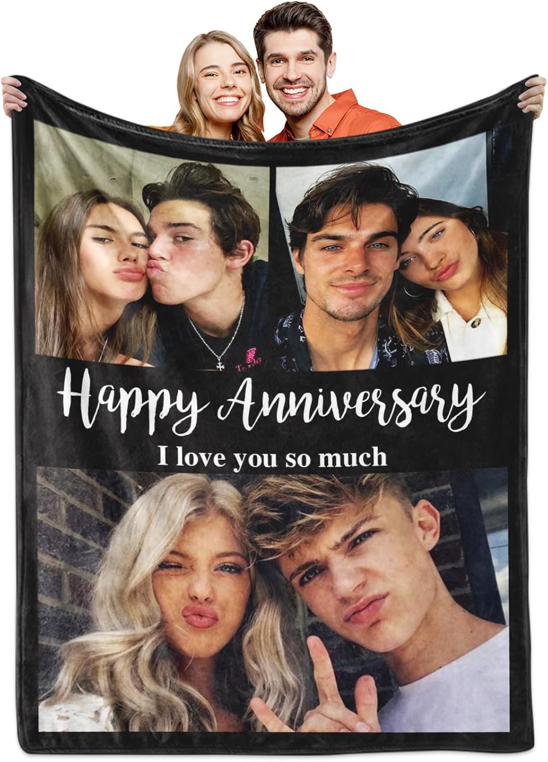 Yoke Style Ships Next Day, Custom Blanket with Photos Text, Picture Blankets Customized for Couple Gifts, Personalized Blankets and Throws Birthday Gift for Mom Dad Girlfriend Boyfriend Women Men
