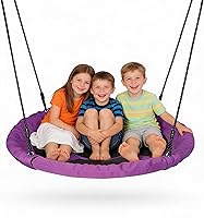 Vista 8 de SUPER DEAL Columpio de Árbol de 40 Pulgadas, Columpio Platillo Volador para Niños al Aire Libre, Capacidad de Peso de 800 Libras, Tela Textilene
