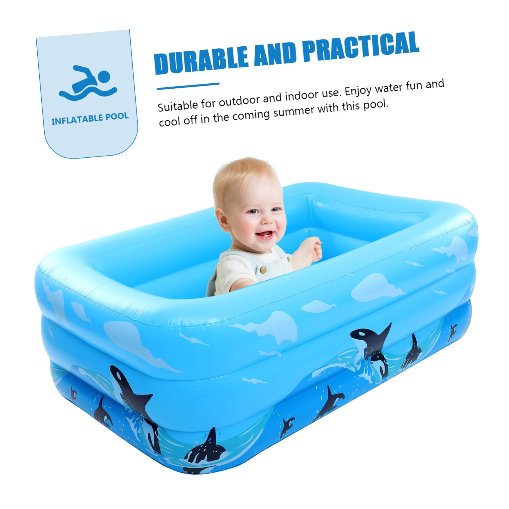 Piscina Hinchable Infantil de PVC Azul para Niños Decoracion Verano