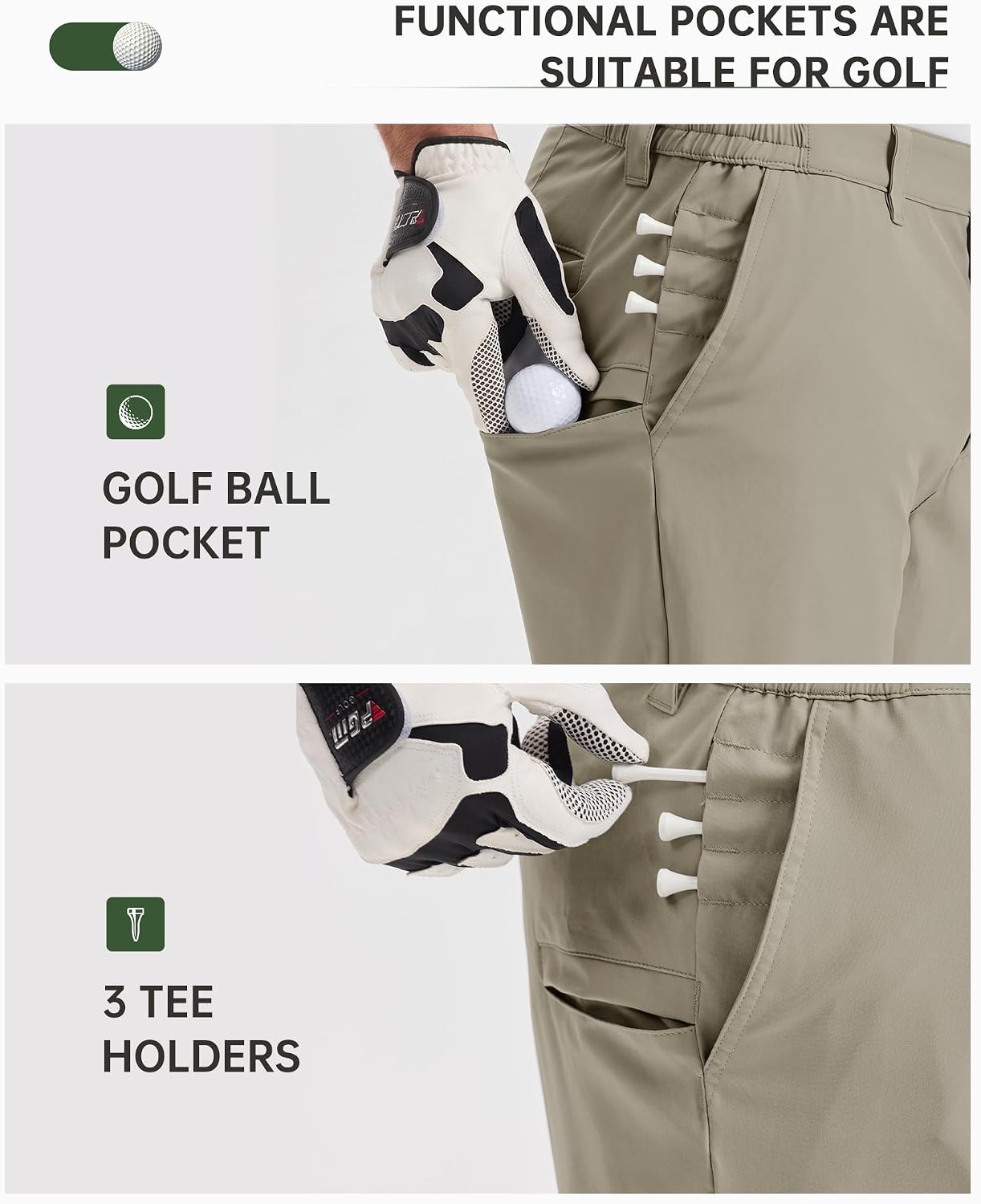 33,000ft Men's Golf Shorts 9" Dry Fit Stretch Golf Short UPF 50+ Lightweight Flat Front Golf Shorts with Pockets