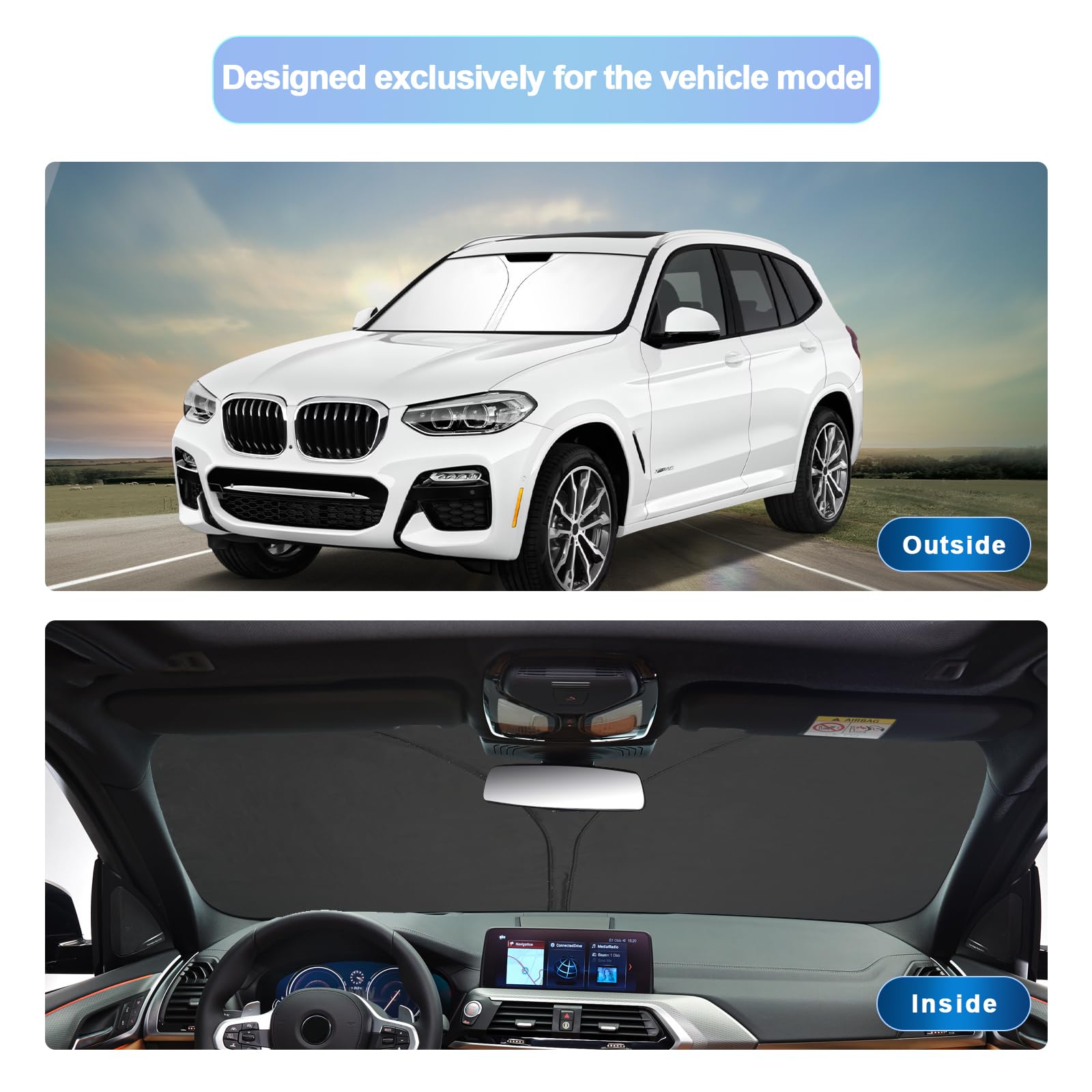 Snapklik.com : For 2018-2023 2024 BMW X3 Windshield Sunshade For 2021 ...